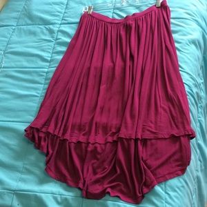 High low magenta knee length skirt